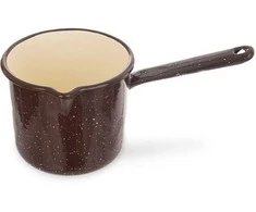 EMALINIS PUODAS 1,2L, RUDAS, SU RANKENE