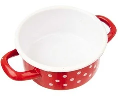 Emaliuotas puodas, 0,6 l, raudonieji žirneliai