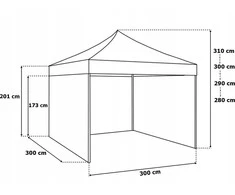 Express prekybos paviljonas 3x3 m 3 sienos juodos