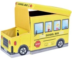 Geltonas autobuso žaislų konteineris
