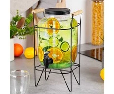 Gėrimų indas su čiaupu ir stovu, juodas, 4,2 l