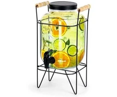 Gėrimų indas su čiaupu ir stovu, juodas, 4,2 l