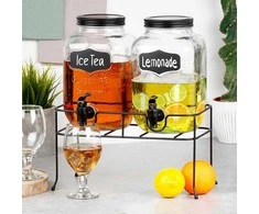 Gėrimų indelis su čiaupu ir stovu, juodas, 2x4 l, 3 vnt.