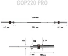 GOP220 PRO + ZG1000B fiksavimo gnybtai OLYMPIC TISIUS STRAIPSNIS 20KG 2200mm HMS