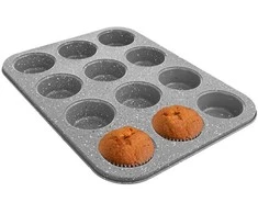 GRANDE granitinė bandelių kepimo forma bandelėms, 12 vnt, 35x26 cm
