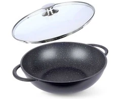 Granitinė wok keptuvė 32 cm su GRANDE dangčiu
