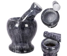 Granito akmens skiedinys su grūstuvu prieskoniams, žolelėms, riešutams malti, sunkus, 11 cm