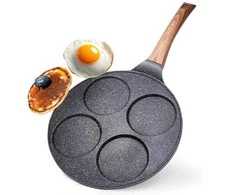 Granito kiaušinių keptuvė su 4 skylutėmis Juodas&amp;WOOD 26 cm