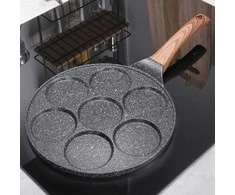 Granito kiaušinių keptuvė su 7 skylutėmis Juodas&amp;WOOD 26 cm