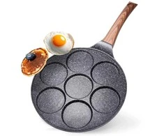 Granito kiaušinių keptuvė su 7 skylutėmis Juodas&amp;WOOD 26 cm
