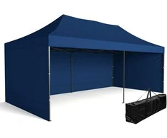 Greitosios prekybos paviljonas - 3x6 m - 3 sienos - mėlynos spalvos