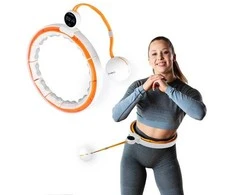 HHM21 HULA HOP BALTA/ORANŽINĖ SU MAGNETAIS, TPE PUBS IR SVORIU + HMS SKAITIKLIS