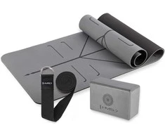 HMS GRAY YOGA RINKINYS TPE MAT YM10 + KUBAS KJ02 + DIRŽELĖ SJ02