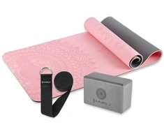 HMS YOGA SET TPE MAT ŠVIESI RAUDŽIAS YM10 + KUBO PILKA KJ02 + DIRŽELĖ SJ02