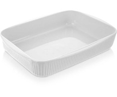 Indų kepimo forma, porcelianinė, balta, 30,5x24,5x5,5 cm, 2,2 l