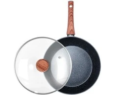Indukcinė keptuvė su stikliniu dangčiu, neprideganti granitinė VILDE 28cm