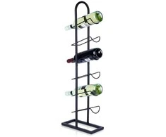 Juodo metalo vyno lentyna 6 buteliams 27x13x84,5 cm