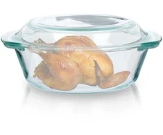 Karščiui atsparus stiklinis indas su dangteliu, 2 l+750 ml