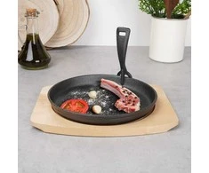 Ketaus keptuvė, ketaus lėkštė 22 cm su lenta