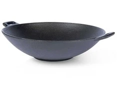 Ketaus keptuvė, wok, ketaus lėkštė su dviem rankenomis, apvali, 30 cm