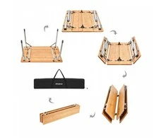 KINGCAMP Bamboo Camping Stalas 100 x 65 cm