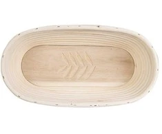 Krepšelis iš rotango duonai kildinti duonos tešlai 1,5kg 32x15x9 cm lapelis