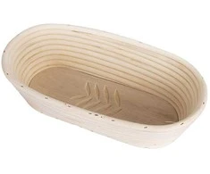 Krepšelis iš rotango duonai kildinti duonos tešlai 1,5kg 32x15x9 cm lapelis