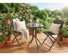 Lauko baldų komplektas FLORA sodo baldų komplektas: stalas + 2 kėdės