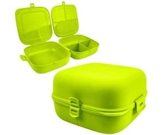 Lunchbox pusryčių konteineris padalintas žalias 2x700 ml