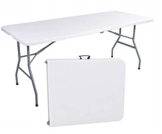 Maitinimo stalas FETA, sulankstomas į lagaminą, 180 cm, baltas