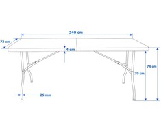 Maitinimo stalas IMPRO, sulankstomas į lagaminą, 240 cm, juodas