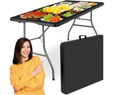 Maitinimo stalas RICO, sulankstomas į lagaminą, 152 cm, juodas