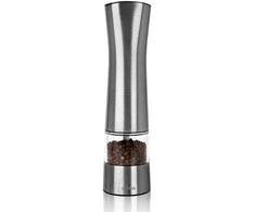 Malūnėlis pipirams, druskai ir prieskoniams malti, elektrinis, automatinis, plieno, 21,5 cm