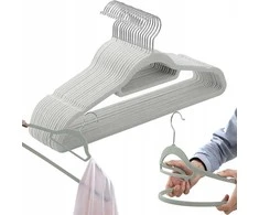 Maxi aksominė drabužių kabykla, 20 vnt rinkinys - pilka