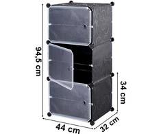 Modulinė drabužių spinta batų spintelė Pola, juoda