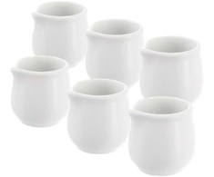 MONA baltas porcelianinis pieno ąsotis 4x4 cm, 20 ml 6 vnt.