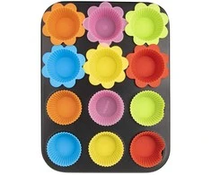Muffin kepimo forma bandelėms, silikoninės formelės, 12 vnt