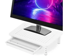 NANKIN nešiojamojo kompiuterio monitoriaus stovas, baltas + stalčius