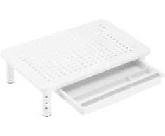 NANKIN nešiojamojo kompiuterio monitoriaus stovas, baltas + stalčius