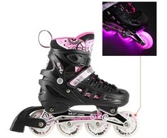 NH10905 4in1 rožinis LED DYDIS. L(39-42) INLINE RIUDŽIAI SU MATMENYS. NILS EXTREME HOCKEY RAIL