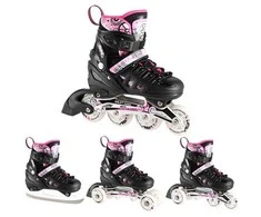 NH10905 4in1 rožinis LED DYDIS. M(35-38) INLINE RIUDŽIAI SU MATMENYS. NILS EXTREME HOCKEY RAIL