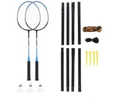 NRZ012 PLIENINIS / BADMINTONAS RINKINYS 2 REKETĖS + 3 SKIRTUMAI + TINKLAI 195x22cm + NILS dangtelis