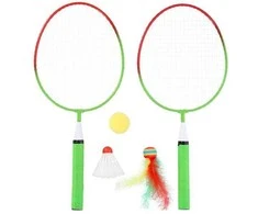 NRZ051 PLIENINIS / BADMINTONAS RINKINYS 2 RAKETĖS + SKRAUTĖS + KUMULIAI JAUNIEJI NILAI