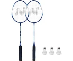 NRZ2052 ALIUMINIO / BADMINTONO RINKINYS 2 REKETĖS + 3 VEŽĖLIAI + NILS dangtelis