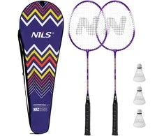NRZ2053 ALIUMINIO / BADMINTONO RINKINYS 2 REKETĖS + 3 VEŽĖLIAI + NILS dangtelis