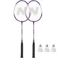NRZ2053 ALIUMINIO / BADMINTONO RINKINYS 2 REKETĖS + 3 VEŽĖLIAI + NILS dangtelis