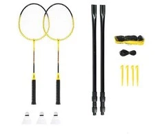 NRZ262 ALIUMINIO / BADMINTONO RINKINYS 2 REKETĖS + 3 PLUNKSTINĖS ŽALINĖS + TINKLAS 600x60cm + NILS dangtelis