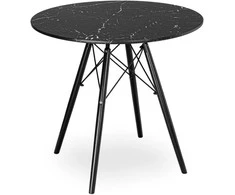 PARIS Juodas DTW apvalus stalas, 80 cm, juodas marmuras