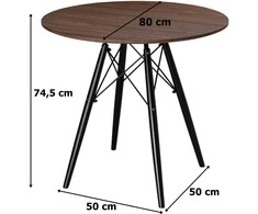 PARIS Juodas DTW apvalus stalas, 80 cm, uosis