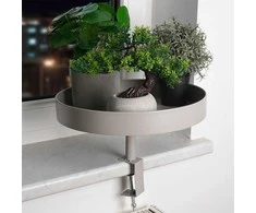 Pilkos spalvos metalinis gėlių stovas, 36 cm
